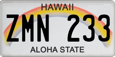 HI license plate ZMN233
