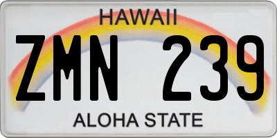 HI license plate ZMN239