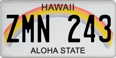 HI license plate ZMN243