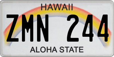 HI license plate ZMN244