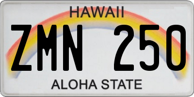 HI license plate ZMN250