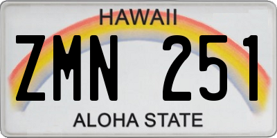 HI license plate ZMN251