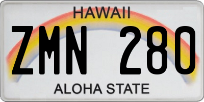 HI license plate ZMN280