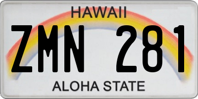 HI license plate ZMN281