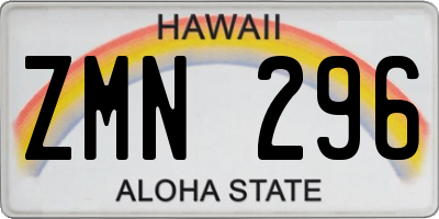 HI license plate ZMN296