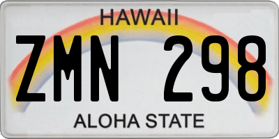 HI license plate ZMN298