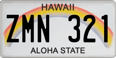 HI license plate ZMN321