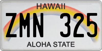 HI license plate ZMN325