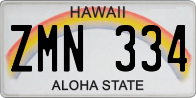HI license plate ZMN334