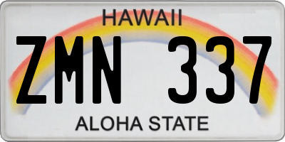 HI license plate ZMN337