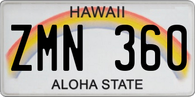 HI license plate ZMN360