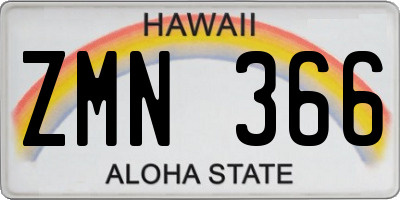 HI license plate ZMN366