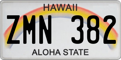HI license plate ZMN382