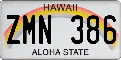 HI license plate ZMN386