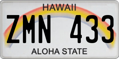HI license plate ZMN433