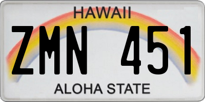 HI license plate ZMN451