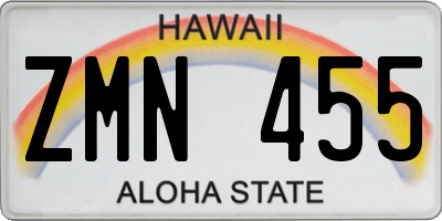HI license plate ZMN455