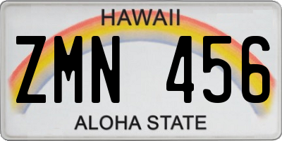 HI license plate ZMN456