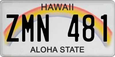HI license plate ZMN481