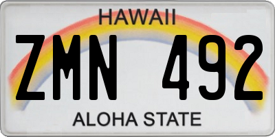 HI license plate ZMN492