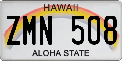 HI license plate ZMN508