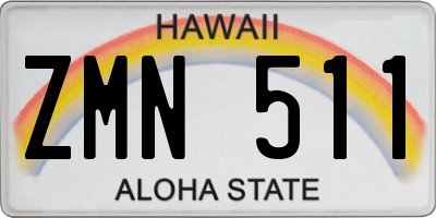 HI license plate ZMN511