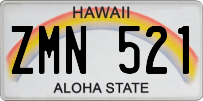 HI license plate ZMN521
