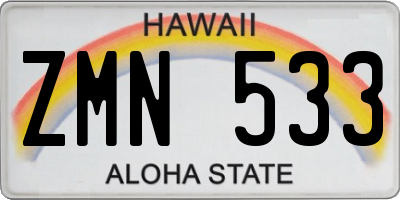 HI license plate ZMN533