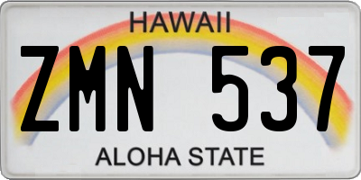 HI license plate ZMN537