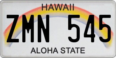 HI license plate ZMN545