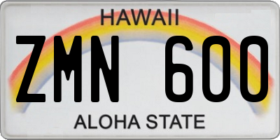 HI license plate ZMN600