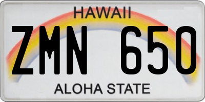 HI license plate ZMN650