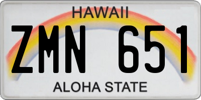HI license plate ZMN651