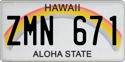 HI license plate ZMN671
