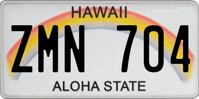 HI license plate ZMN704