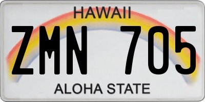 HI license plate ZMN705