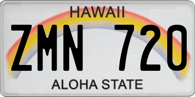 HI license plate ZMN720