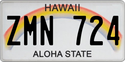 HI license plate ZMN724