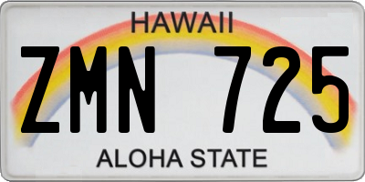 HI license plate ZMN725