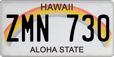 HI license plate ZMN730