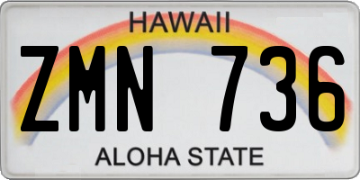 HI license plate ZMN736
