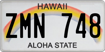 HI license plate ZMN748