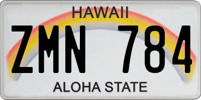 HI license plate ZMN784