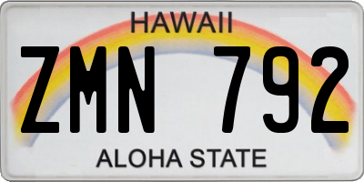 HI license plate ZMN792