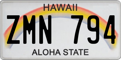 HI license plate ZMN794