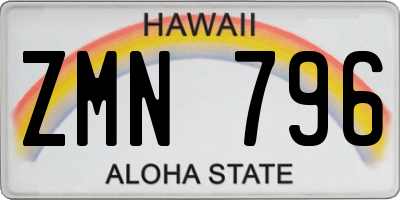 HI license plate ZMN796