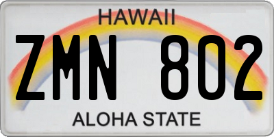 HI license plate ZMN802