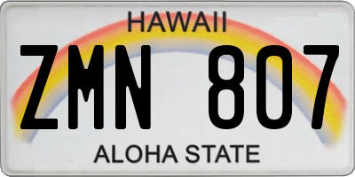 HI license plate ZMN807