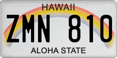 HI license plate ZMN810