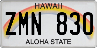HI license plate ZMN830